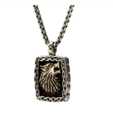 Silver and Bronze Wolf Pendant Medium